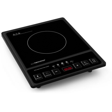 Placa de inducción portátil negra 2000W – 8 niveles de cocción – Superficie de cerámica fácil de limpiar – Para espacios pequeños – Esperanza (1/5)