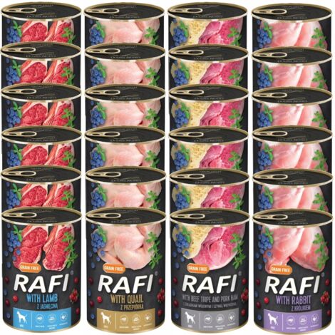 Comida húmeda para perros Rafi con conejo, arándanos y arándanos rojos 400 g (1/5)