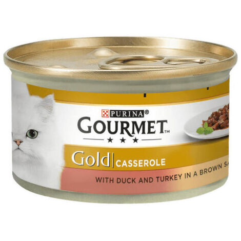 Guiso para gatos Gourmet Gold con pato y pavo en salsa, 85 g (1/3)