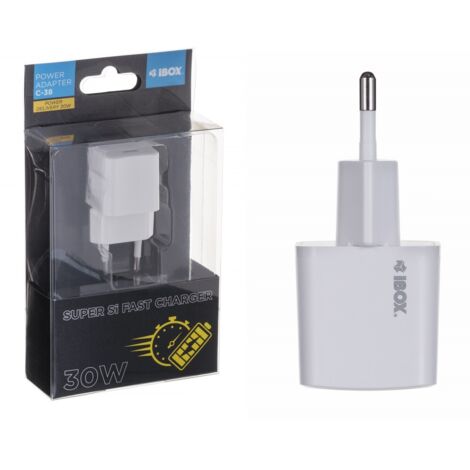 Cargador de pared iBOX C-38 USB-C PD de 30 W, color blanco (1/5)