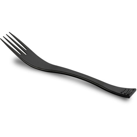 Tenedor reutilizable WAVE de poliestireno negro 40 unidades SERVIPACK Guillin, Polonia (1/3)