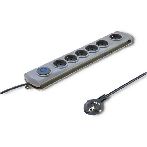Regleta protectora contra sobretensiones Qoltec Quick Switch 6 enchufes 1,8 m gris (1/2)