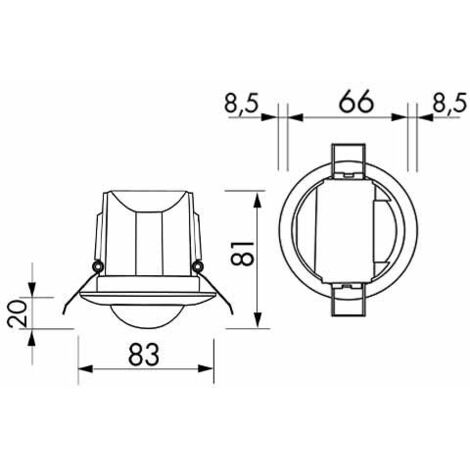 Sensor de presencia empotrado PD3-1C-FC, 360°, alcance hasta 10 m