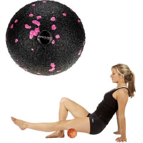 Pelota de rodillo AQUA-SPORT POWERSTRECH EPP de 8 cm, color negro y rosa, AS06143 (1/2)