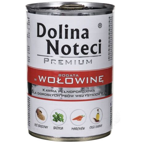 Alimento húmedo premium para perros Dolina Noteci sabor a carne de res, lata de 400 g. (1/2)