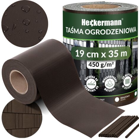 Cinta para vallas Heckermann de 19 cm x 35 m - Marrón