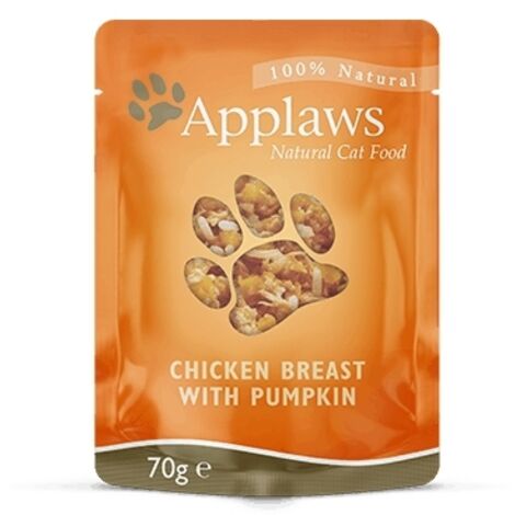 APPLAWS Pechuga de pollo con calabaza en caldo - comida húmeda para gatos - 24 x 70 g (1/2)