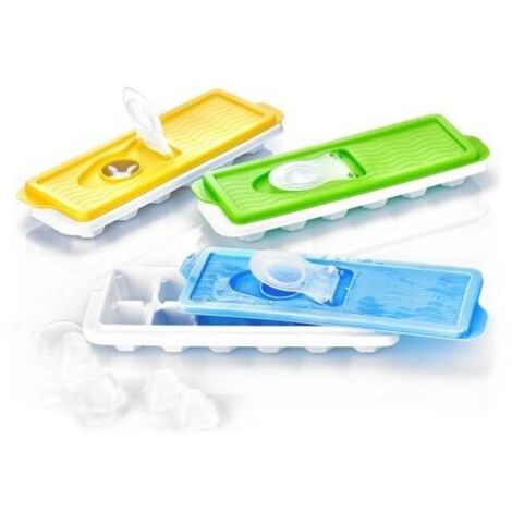 Molde para cubitos de hielo con tapa y fácil llenado, transporte a prueba de derrames
