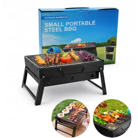 Barbacoa de carbón portátil y plegable, del tamaño de una maleta, para jardín.