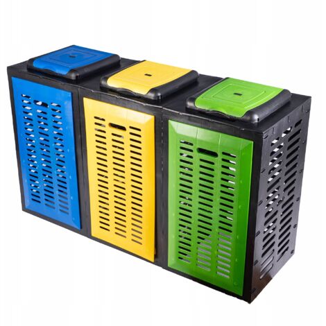Contenedor modular de malla abierta para bolsas de clasificación de residuos - triple (1/5)