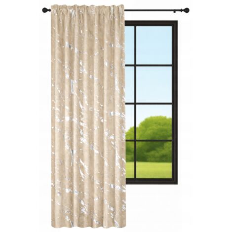 Cortina de terciopelo 140x240 Mármol con cinta plateada Wave beige (1/5)