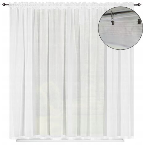 Cortina confeccionada, clásica, lisa, larga, 400x220, para balcón, cortinas confeccionadas, blancas (1/5)