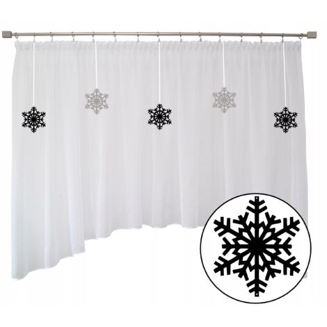 Cortina navideña, decoración de invierno, copos de nieve, diseño calado, 400 x 145 cm (1/5)