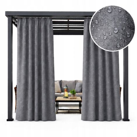 Cortinas exteriores prefabricadas de 155x180 cm para jardín, con cinta de túnel, color gris oscuro. (1/5)