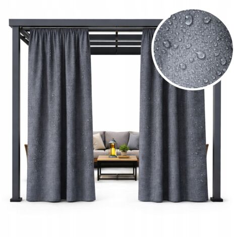 Cortina impermeable para exteriores de 155x180 cm para terraza, pérgola o cenador, color grafito.