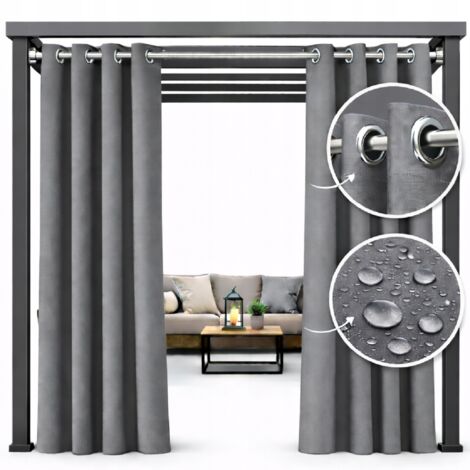 Cortina de jardín impermeable de 155x220 cm con ruedas para terraza o balcón, color gris oscuro (1 unidad) (1/5)