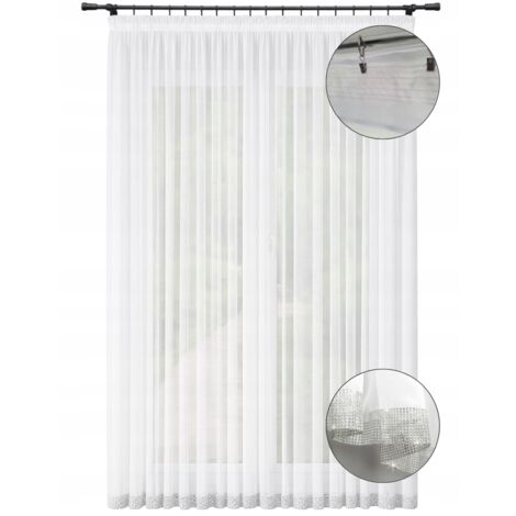 Cortina recta confeccionada con pedrería, 300x240 cm, cortinas largas y lisas para la sala de estar. (1/5)