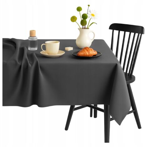 Mantel rectangular liso mate de 140x320 cm, color gris universal. (1/5)