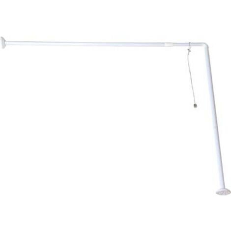 Barra esquinera de baño cable metálico de fijación al techo - blanco - Tendance