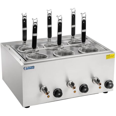 Cocedor de pasta para cocinar pasta y albóndigas, 3 cámaras con grifos (1/5)