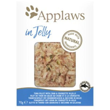 APPLAWS Filete de atún con cangrejo en caldo - alimento húmedo para gatos - 24 x 70 g