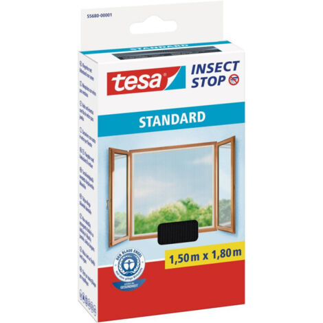Mosquitera TESA para ventanas con cierre de velcro, color negro, 1,5 x 1,8 m. (1/4)