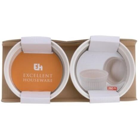 Cuencos de cerámica para hornear, blancos, 11 cm, 250 ml, 2 unidades. (1/2)