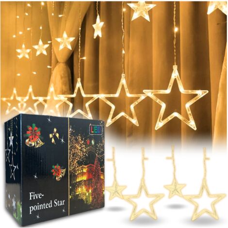 Cortina de luz LED, luces para árbol de Navidad, luces blancas cálidas para ventanas y guirnaldas. (1/5)