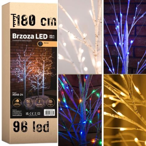 Árbol de Navidad abedul led decoración navideña 180 cm 96 led multicolor FRÍO (1/5)