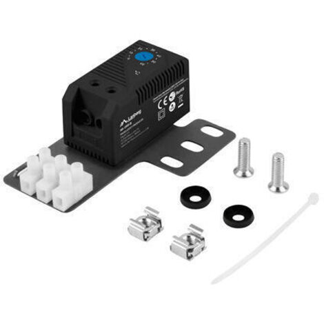 Termostato de cierre Lanberg 10A para armarios con soporte para montaje en rack y conector eléctrico, color negro. (1/4)