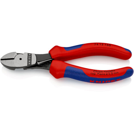 KNIPEX 74 12 160 Alicates de corte diagonal de fuerza con mangos multicomponentes Negro atramentado 160 mm (1/4)