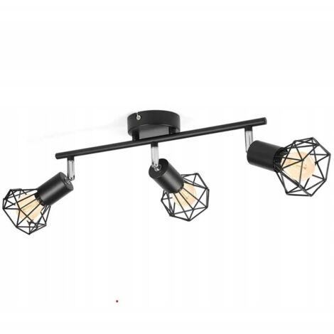 Lámpara de techo LED Diamond, 3 fuentes de luz, color negro, 350 grados, 3 bombillas E14. (1/5)