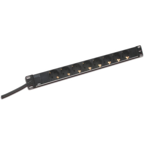 Regleta de alimentación para rack PDU 19, 8 tomas Schuko, 2,0 m, 1 enchufe Unischuko, 16 A, aluminio DN-95401 (1/4)