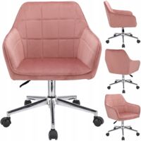Sillón MILANO rosa con pie plateado.