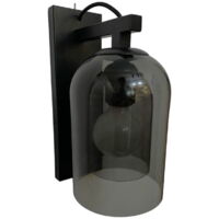 Bell - lámpara de pared negra con cristal gris