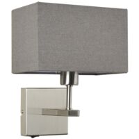 Italux Norte - Lámpara de noche moderna de níquel 1 luz con pantalla rectangular gris, E27