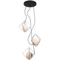 Italux Canto - Lámpara colgante moderna de cromo, negro 3 luces con pantalla blanca, regulable E27