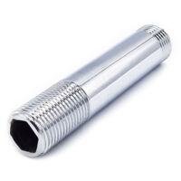 Extensión de latón cromado 1/2" 150 mm roscada en ambos lados