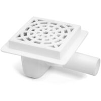 Rejilla de desagüe de suelo blanca 150x150 mm, salida lateral 50 mm