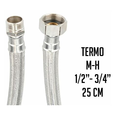 Latiguillo Fontastock acero inoxidable AISI 304 EPDM Macho 1/2- Hembra 3/4 25 cm