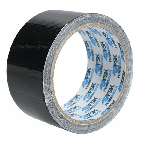 Ferrestock FSKTCT002 Rollo de cinta americana fácil de cortar, 3 capas para una mayor resistencia, no deja residuos, 50mm x 10m en color negro