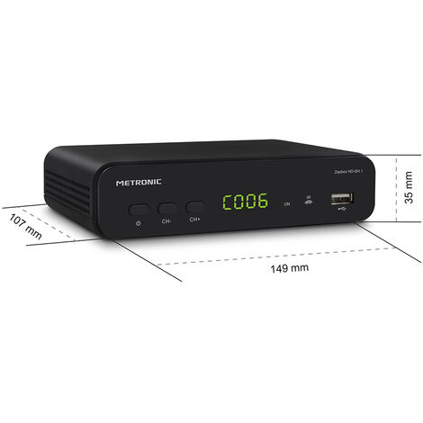 Metronic 441624 - Zapbox HD-SH.1 Receptor TDT DVB-T2 HEVC, función PVR,  Tomas USB, HDMI, SPDIF, RJ45, Mando a Distancia, Negro : :  Electrónica
