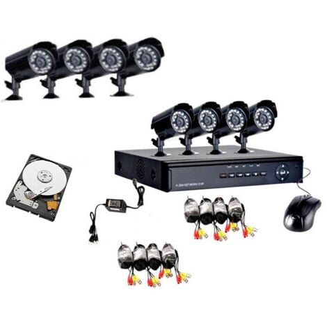 KIT VIDEOSORVEGLIANZA 8 TELECAMERA INFRAROSSI 1080P ALIMENTATORE CAVI HD 320GB