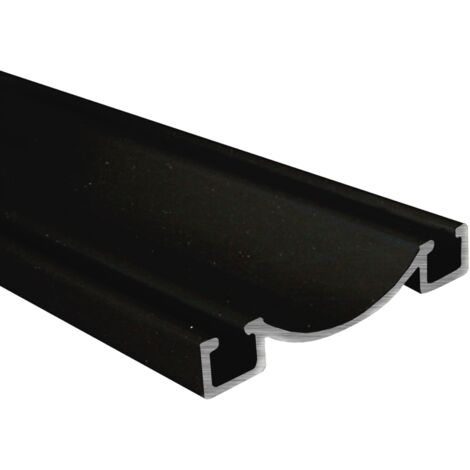 Rail bas aluminium pour placard coulissant - Lg 3m (3000 x 53 x 9 mm, Noir Mat) HOMEWELL