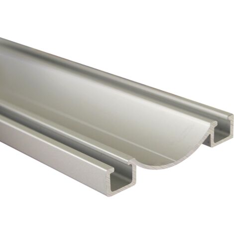 Rail bas aluminium pour placard coulissant - Lg 3m (3000 x 53 x 9 mm, Anodisé argent) HOMEWELL