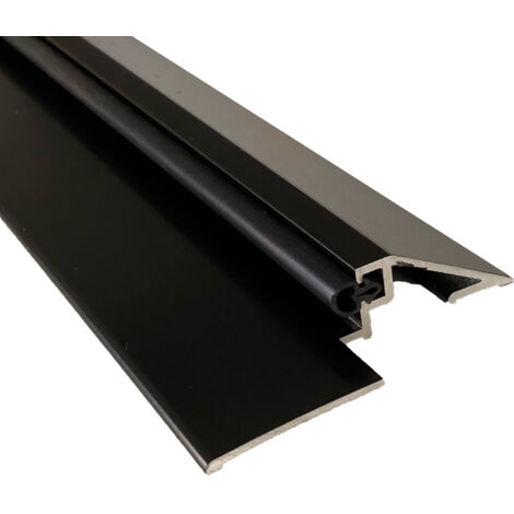 Seuil de porte PMR (Norme Handicap) aluminium avec joint et découpe d'angles (Laqué noir, 730mm) HOMEWELL