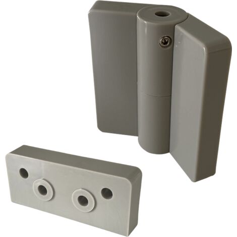 Paumelle à ressort en nylon droite avec cache vis + cale de paumelle pour cabines sanitaires - RAL 7038 HOMEWELL (1/2)