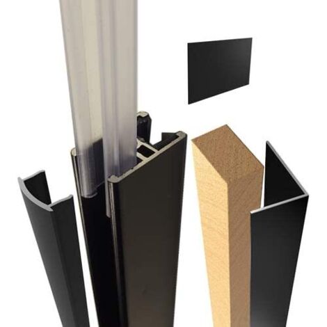 Kit de quincaillerie et accessoires pour Verrière avec profilés Aluminium re-coupables, Noir Mat - H1250 x L1515 mm, 4 partitions HOMEWELL