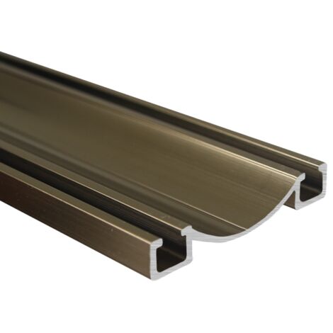 Rail bas aluminium pour placard coulissant - Lg 2m (2000 x 53 x 9 mm, Poli bronze) HOMEWELL