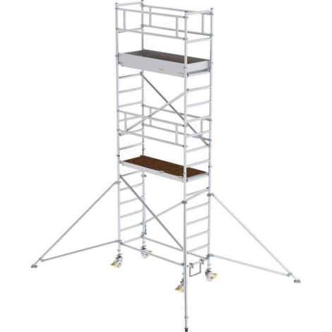 Günzburger Steigtechnik Echafaudage roulant 0,75 x 1,8 m avec stabilisateur Hauteur de plate-forme 4,35 m - 154446 (1/3)